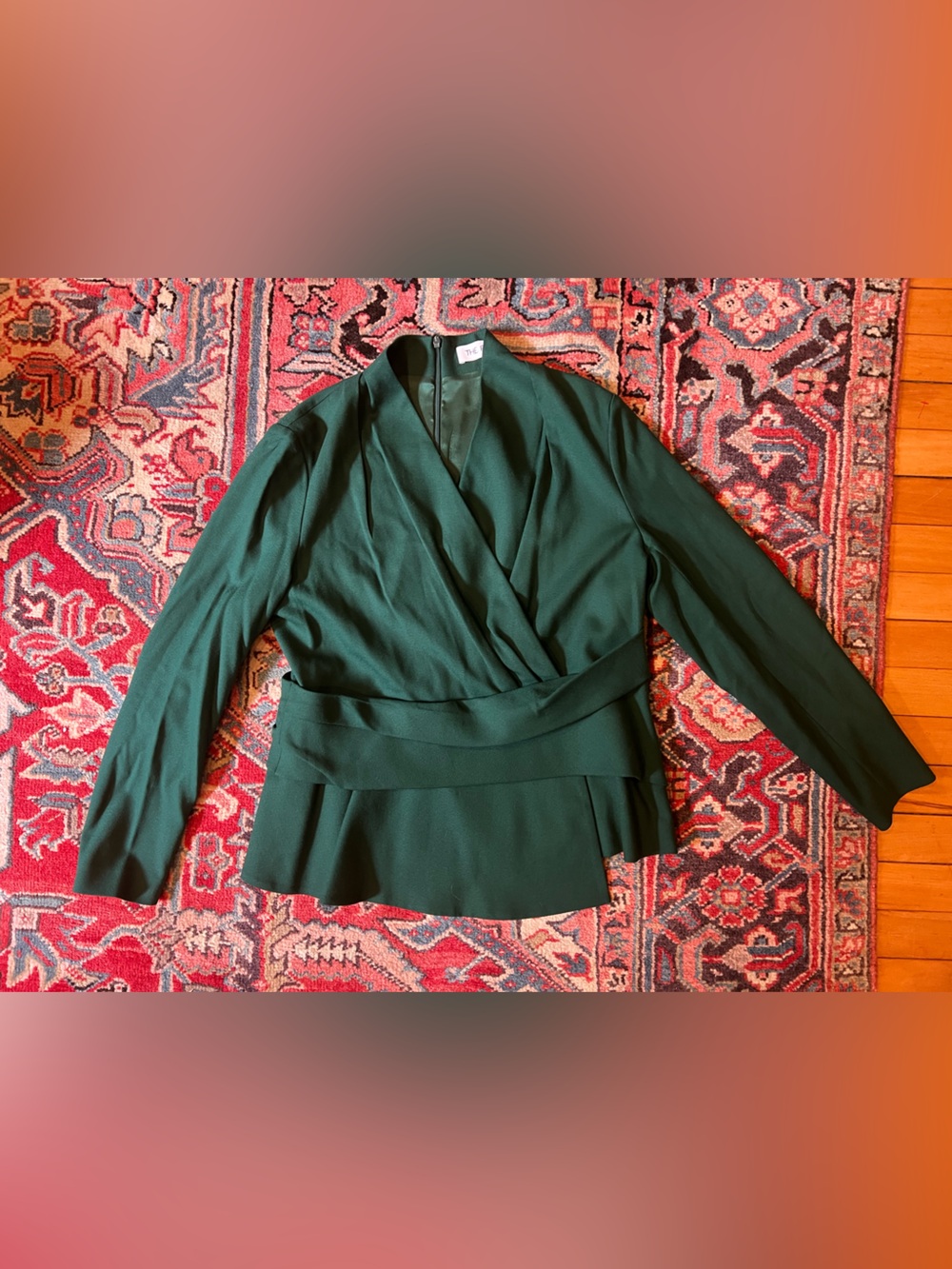The Fold London Belleville V-neck wool blouse in Emerald Green— Women’s 12